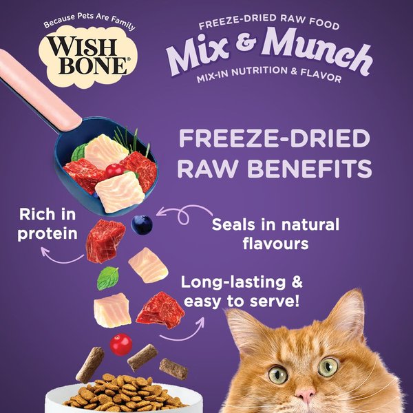 Wishbone Mix & Munch Raw High-Protein Grain-Free Beef & Ocean Fish Freeze-Dried Cat Food, 12.35-oz bag