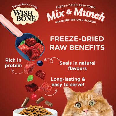 Show full view: Wishbone Mix & Munch Raw High-Protein Grain-Free Beef & Venison Freeze-Dried Cat Food, 12.35-oz bag slide 4 of 10