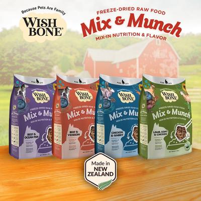 Show full view: Wishbone Mix & Munch Raw High-Protein Grain-Free Beef & Venison Freeze-Dried Cat Food, 12.35-oz bag slide 10 of 10