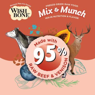 Show full view: Wishbone Mix & Munch Raw High-Protein Grain-Free Beef & Venison Freeze-Dried Cat Food, 12.35-oz bag slide 3 of 10
