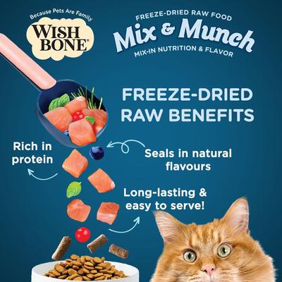 Show full view: Wishbone Mix & Munch Raw High-Protein Grain-Free Chicken & Rabbit Freeze-Dried Cat Food, 12.35-oz bag slide 4 of 10