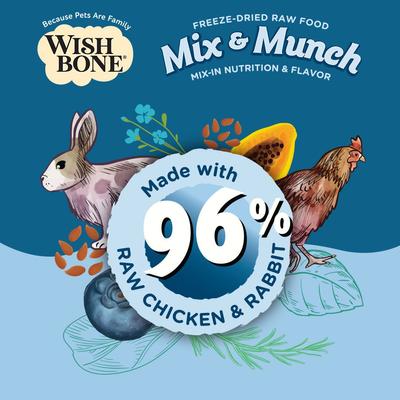 Show full view: Wishbone Mix & Munch Raw High-Protein Grain-Free Chicken & Rabbit Freeze-Dried Cat Food, 12.35-oz bag slide 3 of 10