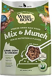 Wishbone Mix & Munch Raw High-Protein Grain-Free Lamb, Goat & Chicken Freeze-Dried Cat Food, 12.35-oz bag