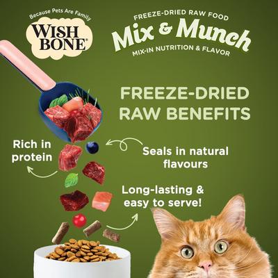 Show full view: Wishbone Mix & Munch Raw High-Protein Grain-Free Lamb, Goat & Chicken Freeze-Dried Cat Food, 12.35-oz bag slide 4 of 11