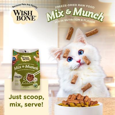 Show full view: Wishbone Mix & Munch Raw High-Protein Grain-Free Lamb, Goat & Chicken Freeze-Dried Cat Food, 12.35-oz bag slide 8 of 11