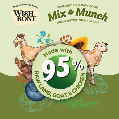 Show full view: Wishbone Mix & Munch Raw Lamb, Goat & Chicken High-Protein Grain-Free Adult Freeze-Dried Dog Food, 12.35-oz bag slide 3 of 10