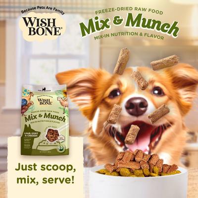 Show full view: Wishbone Mix & Munch Raw Lamb, Goat & Chicken High-Protein Grain-Free Adult Freeze-Dried Dog Food, 12.35-oz bag slide 8 of 10