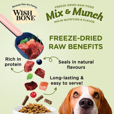 Show full view: Wishbone Mix & Munch Raw Lamb, Goat & Chicken High-Protein Grain-Free Adult Freeze-Dried Dog Food, 12.35-oz bag slide 4 of 10