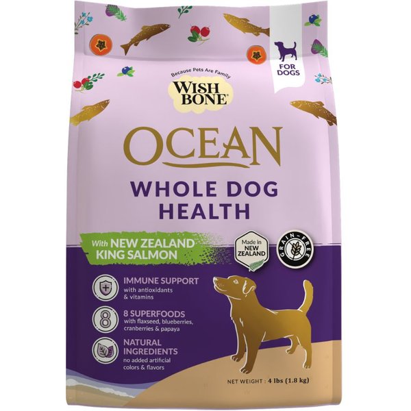 Wishbone Ocean New Zealand Whole Dog Health Adult Grain-Free King Salmon Dry Dog Food, 4-lb bag