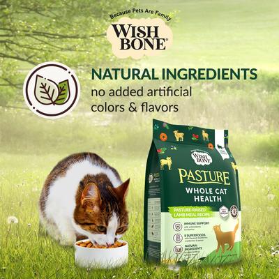 Show full view: Wishbone Pasture New Zealand Lamb Grain-Free Complete Cat Health Dry Cat Food, 4-lb bag slide 8 of 11