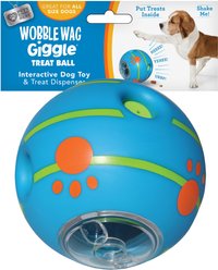 Wobble Wag Giggle Treat Dispensing Squeaky Ball Dog Toy, Blue slide 1 of 8