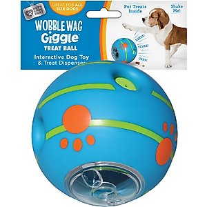 Wobble Wag Giggle Treat Dispensing Squeaky Ball Dog Toy, Blue