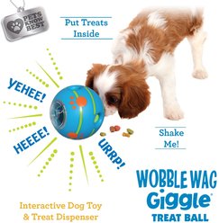 Wobble Wag Giggle Treat Dispensing Squeaky Ball Dog Toy, Blue slide 2 of 8