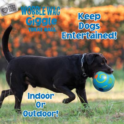 Show full view: Wobble Wag Giggle Treat Dispensing Squeaky Ball Dog Toy, Blue slide 8 of 11