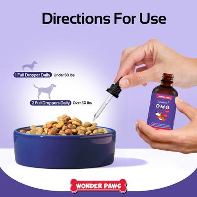 Show full view: Wonder Paws DMG Support Immune Health Performance Liquid Supplement for Dogs, 4-fl oz bottle slide 6 of 10