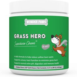 Wonder Paws Grass Hero Burn Spot Treatment & Urinary Health Soft Chews Supplement for Dogs, 60 count