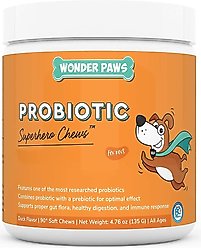 Wonder Paws Probiotic Superhero Chews Duck Flavor Supplement for Dogs, 90 count