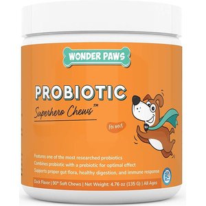 Wonder Paws Probiotic Superhero Chews Duck Flavor Supplement for Dogs, 90 count