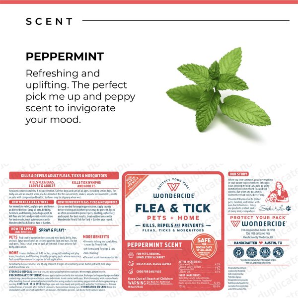 Wondercide Natural Flea, Tick & Mosquito Spray for Dogs & Cats, Peppermint