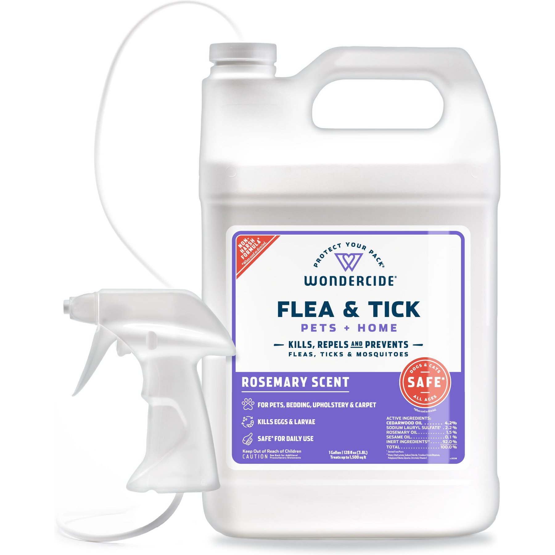 Wondercide Natural Flea, Tick & Mosquito Spray for Dogs & Cats, Rosemary, 128-fl oz bottle