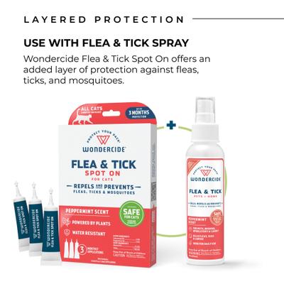 Show full view: Wondercide Spot-On Flea & Tick Repellent with Natural Essential Oils for Cats, Peppermint, 3 doses (3-month supply) slide 5 of 8