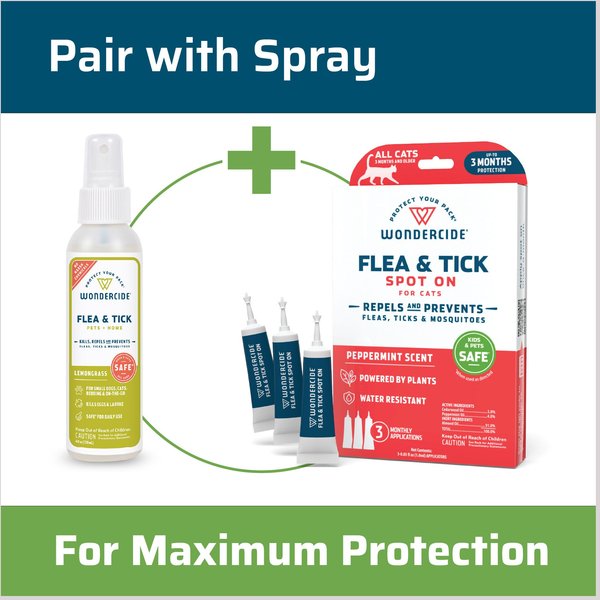 Show full view: Wondercide Spot-On Flea & Tick Repellent with Natural Essential Oils for Cats, Peppermint, 3 doses (3-month supply) slide 7 of 8