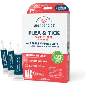 Wondercide Spot-On Flea & Tick Repellent with Natural Essential Oils for Large Dogs, Peppermint, 3 doses (3-month supply)