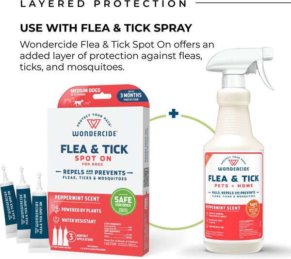 Wondercide Spot-On Flea & Tick Repellent with Natural Essential Oils for Large Dogs, Peppermint, 3 doses (3-month supply)