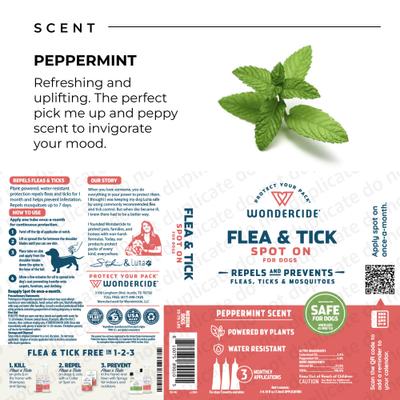 Show full view: Wondercide Spot-On Flea & Tick Repellent with Natural Essential Oils for Medium Dogs, Peppermint, 3 doses (3-month supply) slide 7 of 9