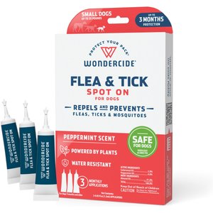 Wondercide Spot-On Flea & Tick Repellent with Natural Essential Oils for Small Dogs, Peppermint, 3 doses (3-month supply)