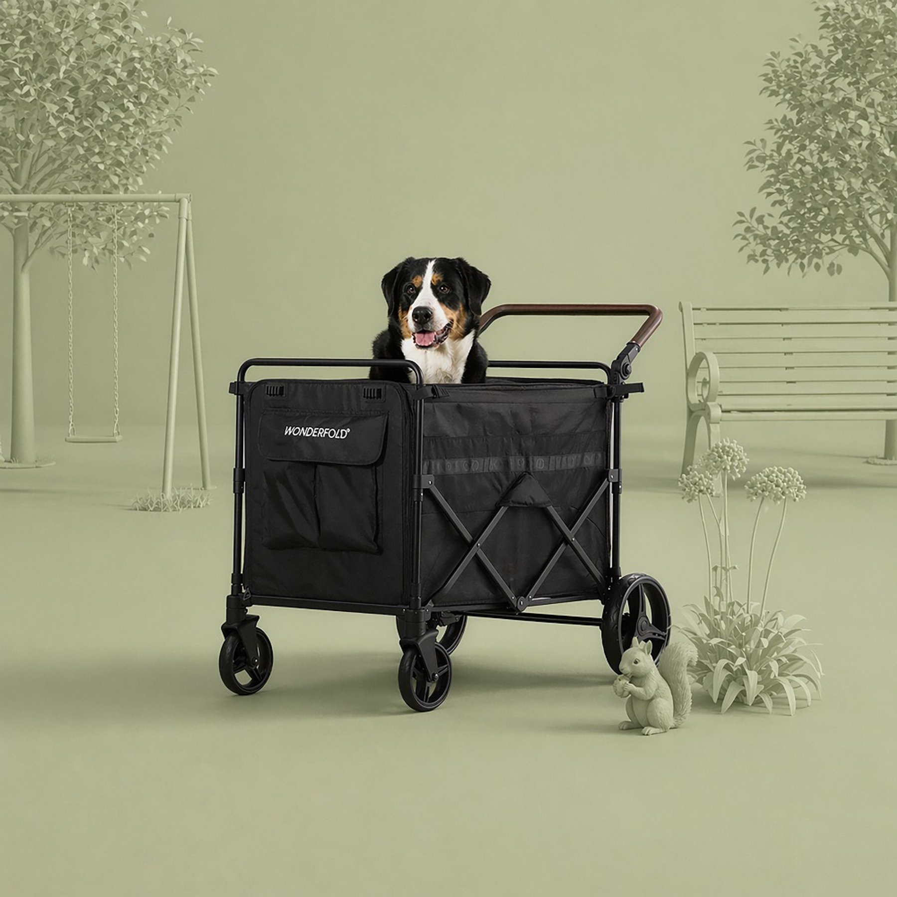 Wonderfold Max Wagon Dog Stroller, Black