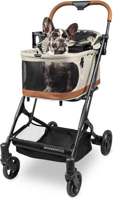 Show full view: Wonderfold P2 Cat & Dog Stroller, Sandy Beige slide 4 of 9