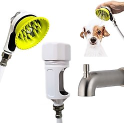 Wondurdog Large Bathtub Spout with Splash Shield & Hose Attachment Dog Wash Kit, White/Green slide 1 of 9
