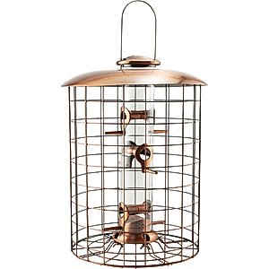 Woodlink Brushed Copper Caged 6-Port Tube Wild Bird Feeder, 1.25-lb