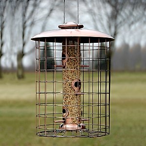 Woodlink Brushed Copper Caged 6-Port Tube Wild Bird Feeder, 1.25-lb