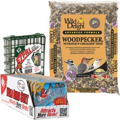 Woodpecker Starter Kit - Wild Delight Wild Bird Food, C&S Suet Food, Suet Basket Feeder