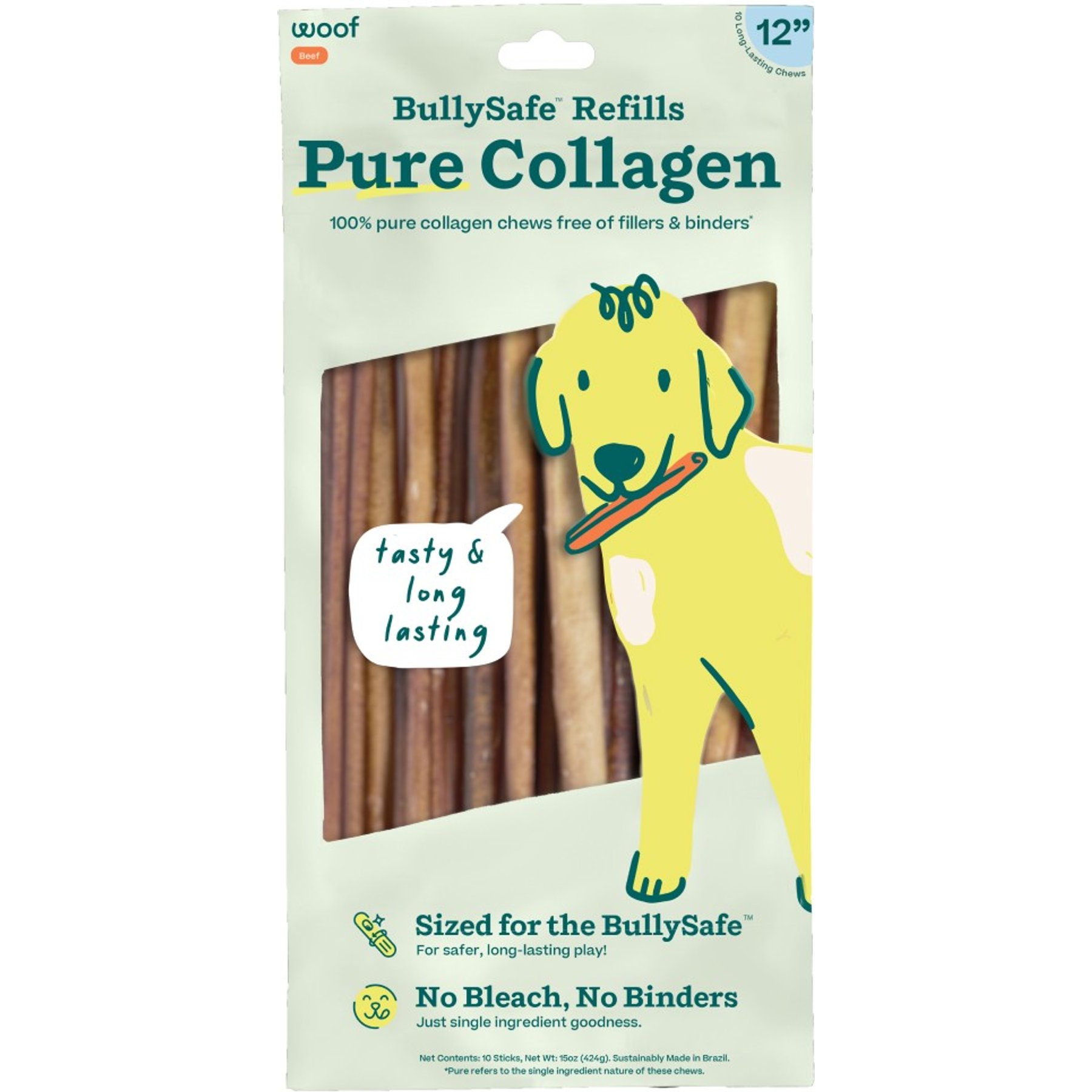 Woof All-Natural Collagen Sticks Dog Treats, 12-inch, 10 count
