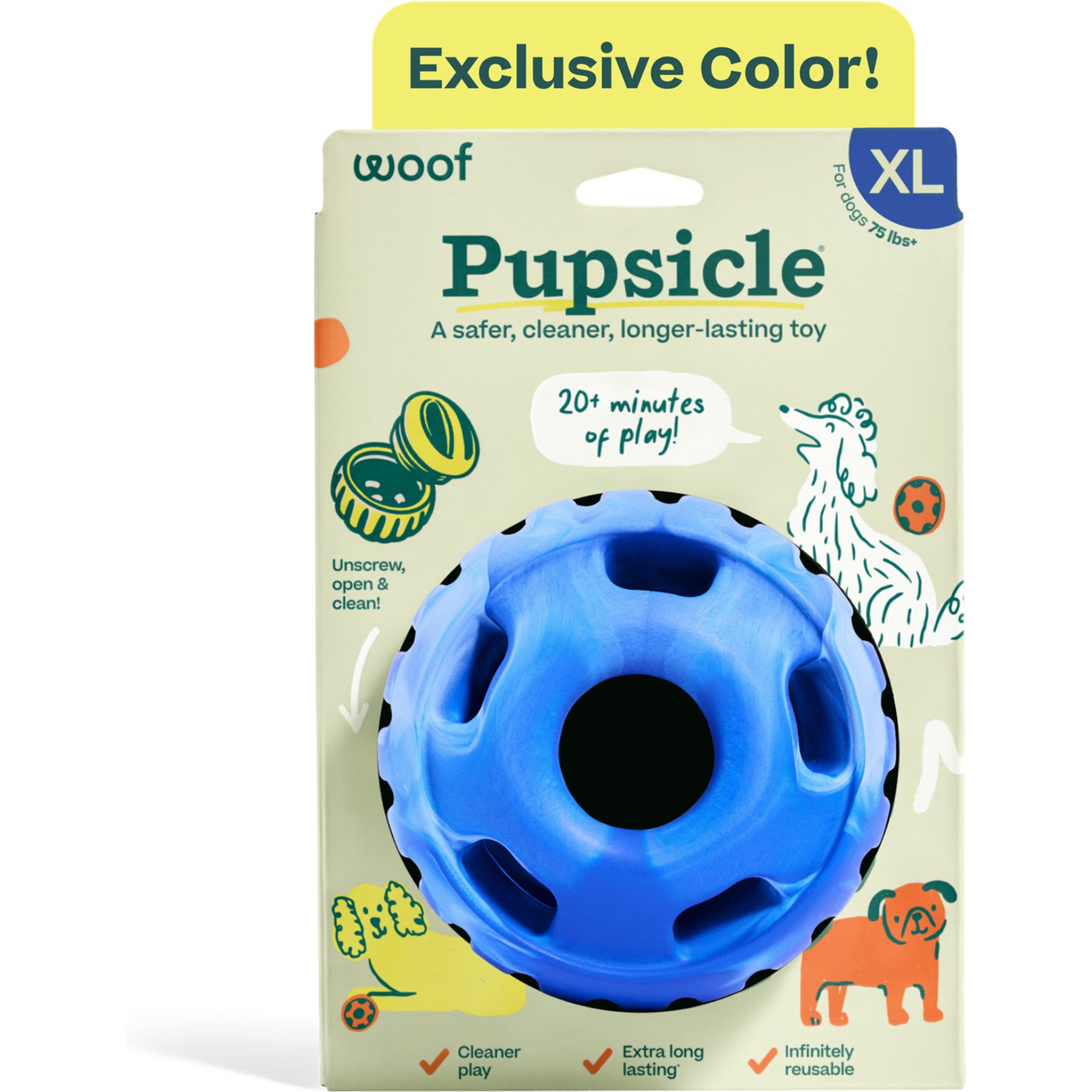 Woof Party Pupsicle Treat Dispensing Dog Toy, Chewy Blue, X-Large