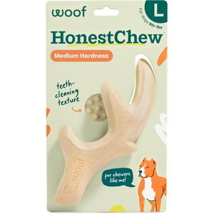 Woof HonestChew Antler Hard Density All-Natural Food Grade Dog Chew Toy, Ivory, Large