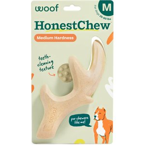 Woof HonestChew Antler Hard Density All-Natural Food Grade Dog Chew Toy, Ivory, Medium