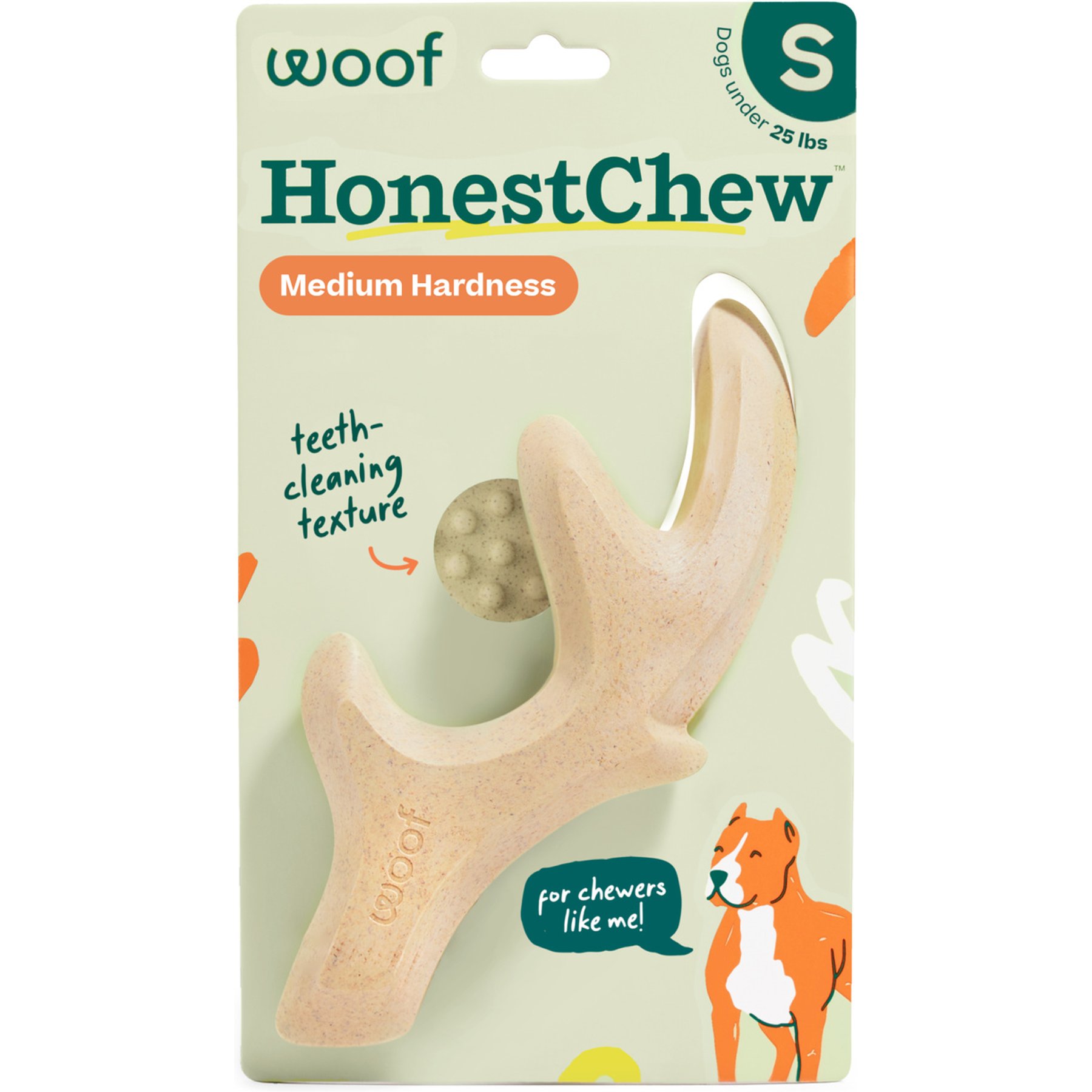 Woof HonestChew Antler Hard Density All-Natural Food Grade Dog Chew Toy, Ivory, Small