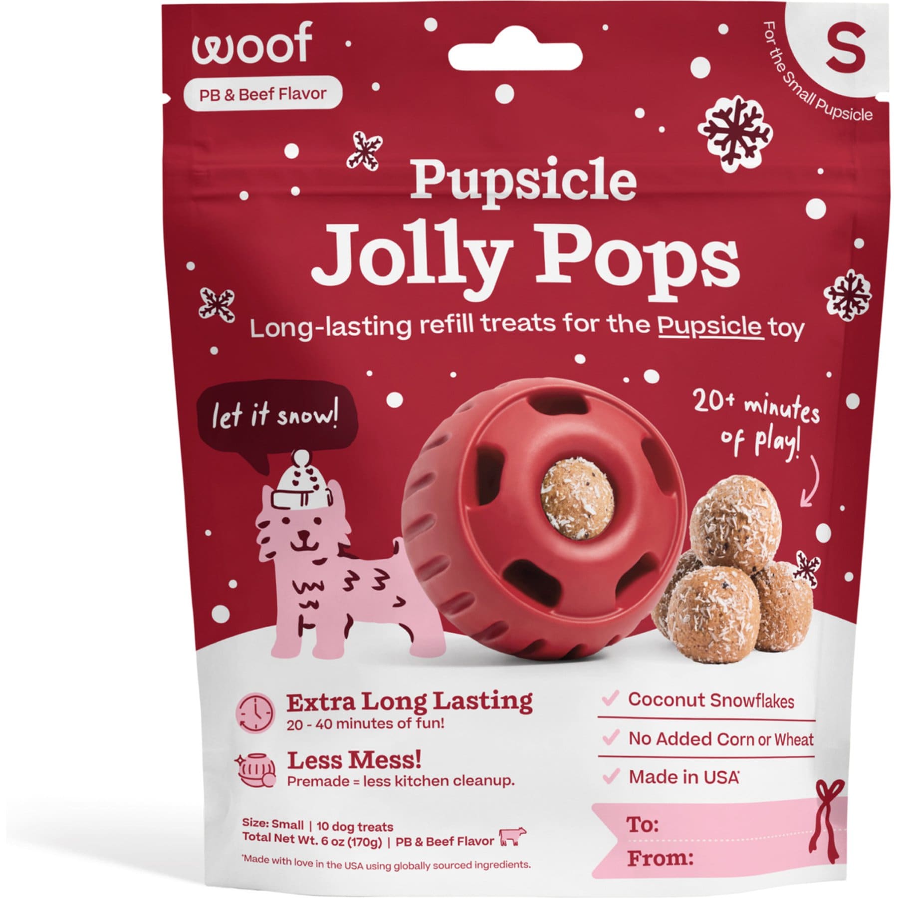Woof Pupsicle Jingle Pops Refills Peanut Butter Grain-Free Lickable Dog Treats, 10 count