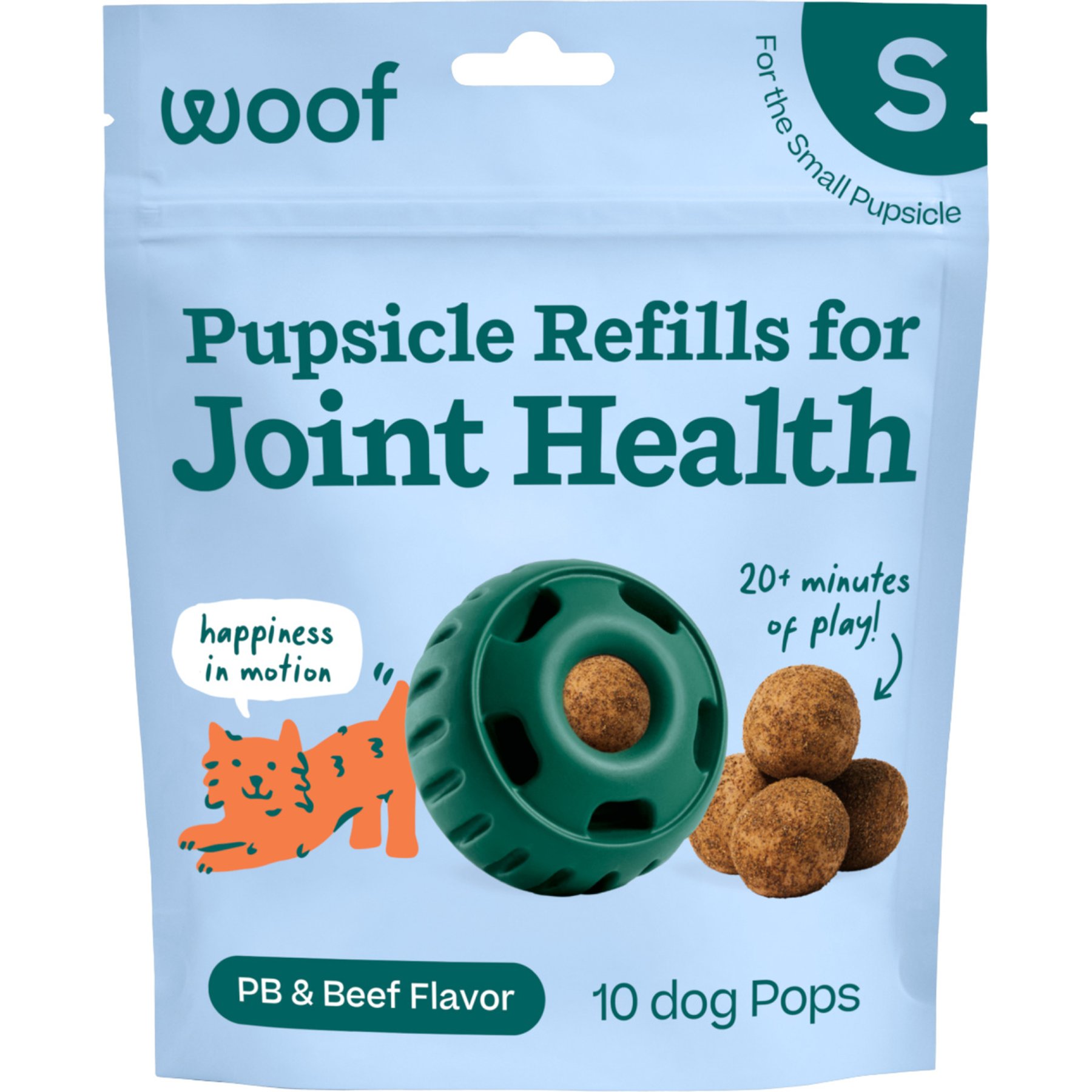 Woof Pupsicle Joint Health Pop Refills Beef Grain-Free Lickable Dog Treats, Small, 10 count