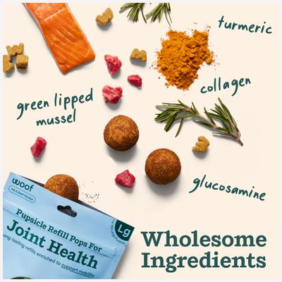 Show full view: Woof Pupsicle Joint Health Pop Refills Beef Grain-Free Lickable Dog Treats, Small, 10 count slide 4 of 6