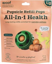 Woof Pupsicle Pops Refills All-in-1 Health Beef Grain-Free Lickable Dog Treats, Large, 7 count bag