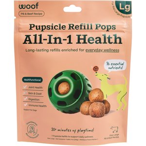 Woof Pupsicle Pops Refills All-in-1 Health Beef Grain-Free Lickable Dog Treats, Large, 7 count bag