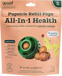 Woof Pupsicle Pops Refills All-in-1 Health Beef Grain-Free Lickable Dog Treats, Small, 10 count bag