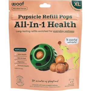 Woof Pupsicle Pops Refills All-in-1 Health Beef Grain-Free Lickable Dog Treats, X-Large, 5 count bag