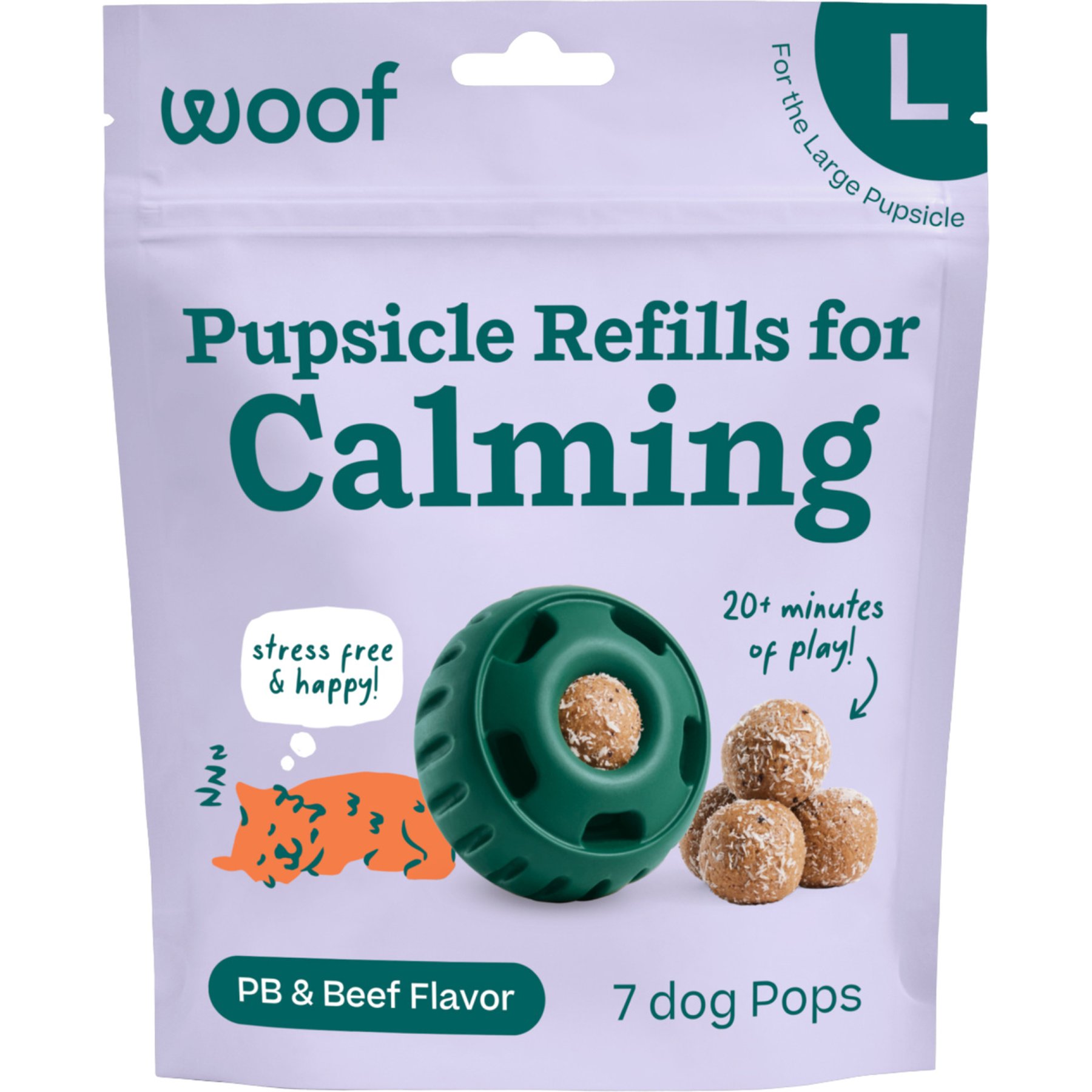 Woof Pupsicle Pops Refills Calming Beef Grain-Free Lickable Dog Treats, Large, 7 count