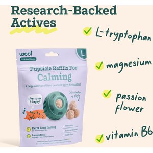 Woof Pupsicle Pops Refills Calming Beef Grain-Free Lickable Dog Treats, Large, 7 count